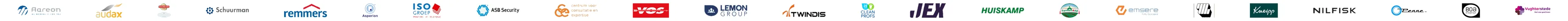 Logo's van opdrachtgevers, inclusief Penne NV, Boa Interior en Vughterstede