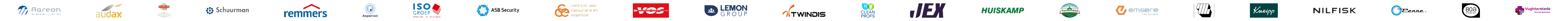 Logo's van opdrachtgevers, inclusief Penne NV, Boa Interior en Vughterstede